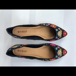 Bamboo Floral Embroidered Flats